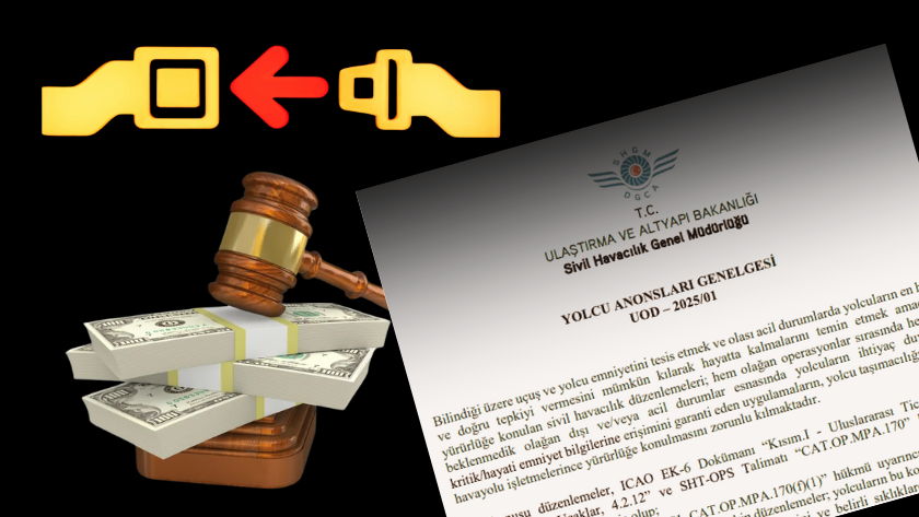 uçak inmeden kemer açanlara ceza